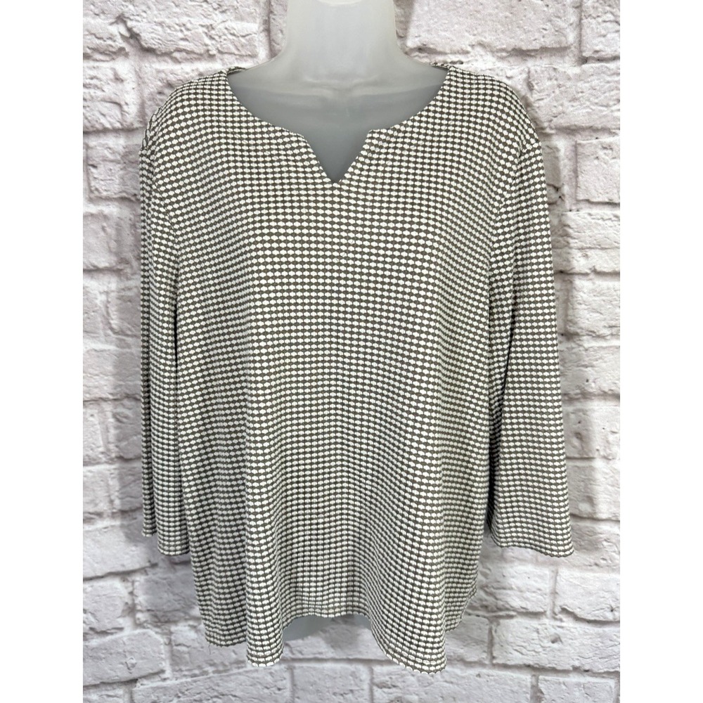 CHICOS Easywear Tan Ivory 3/4 Sleeve Textured Knit Top 3 XL